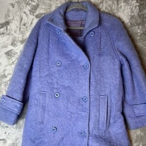 VTG AVOCA Womens Overcoat Small Purple Mohair Wool Trench Coat